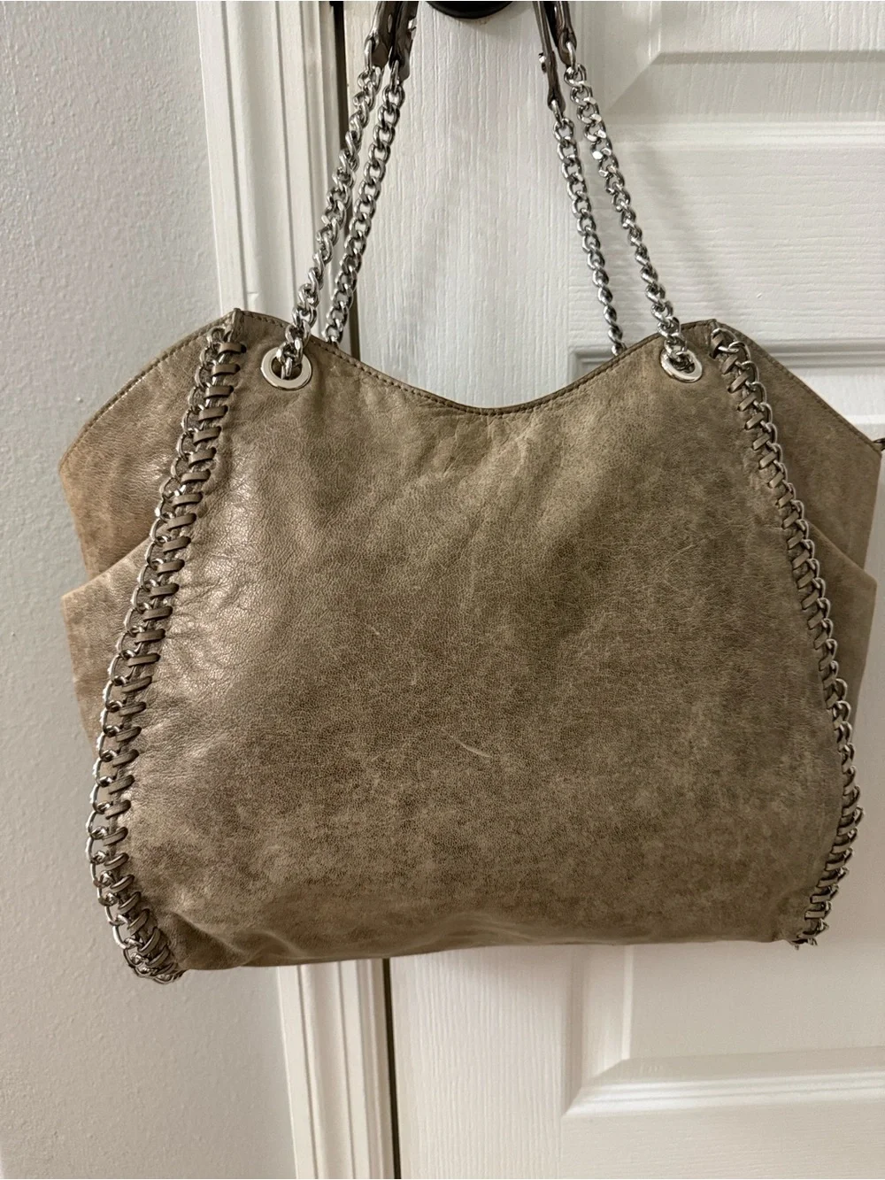 Michael Kors Chelsea Metallic gold tan Chain-Trim Tote hobo